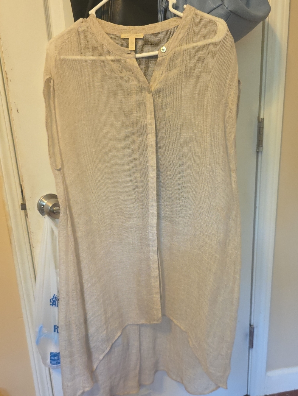 Eileen Fisher Sheer Light Beige Tunic Top